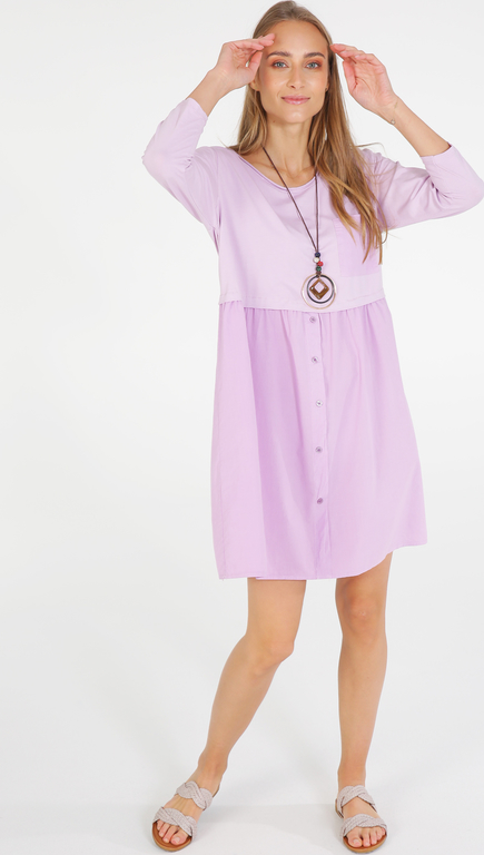 Fioletowa sukienka Unisono z długim rękawem mini