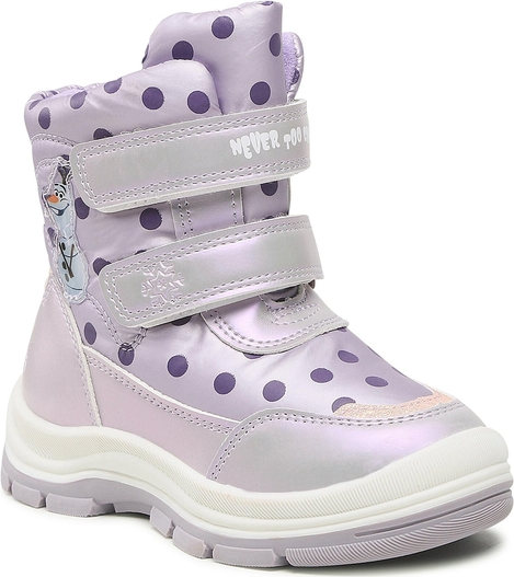 Fioletowe buty dziecięce zimowe Disney Frozen na rzepy dla dziewczynek