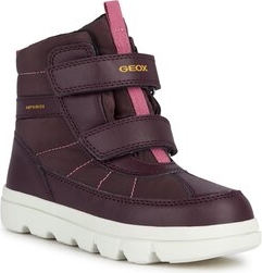 Fioletowe buty dziecięce zimowe Geox na rzepy