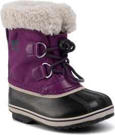 Fioletowe buty dziecięce zimowe Sorel sznurowane dla dziewczynek