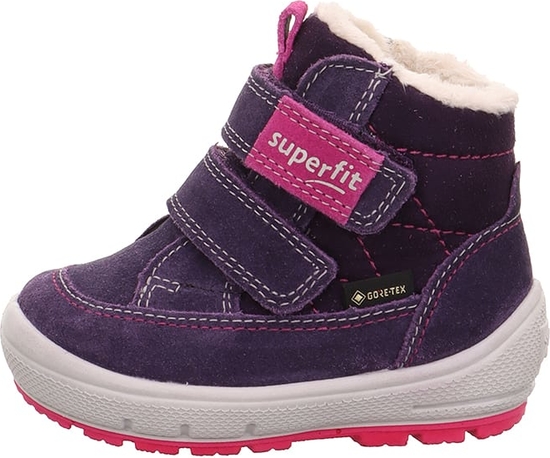 Fioletowe buty dziecięce zimowe Superfit na rzepy dla dziewczynek