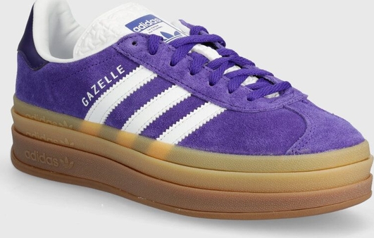 Fioletowe buty sportowe Adidas Originals sznurowane z płaską podeszwą
