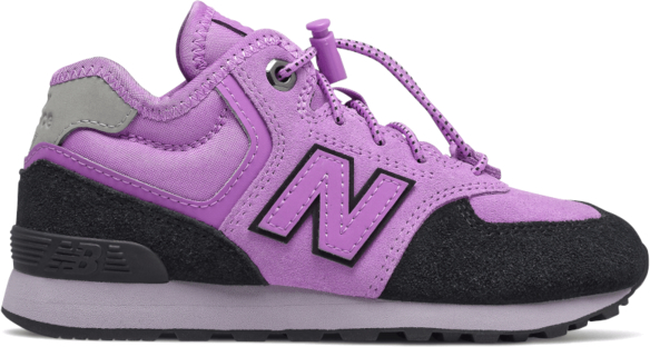 Fioletowe buty sportowe dziecięce New Balance z zamszu sznurowane