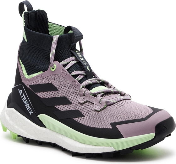 Fioletowe buty trekkingowe Adidas sznurowane