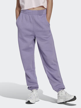 Fioletowe spodnie sportowe Adidas w sportowym stylu z dresówki