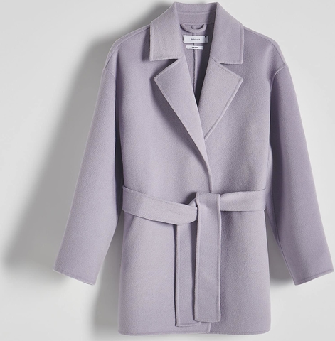 Fioletowy płaszcz Reserved bez kaptura krótki z tkaniny