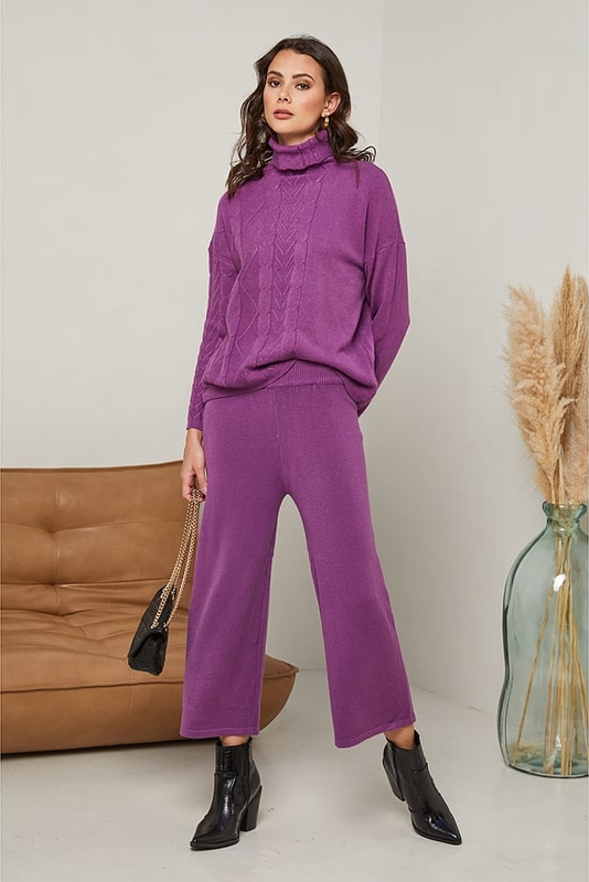 Fioletowy Soft Cashmere w stylu casual