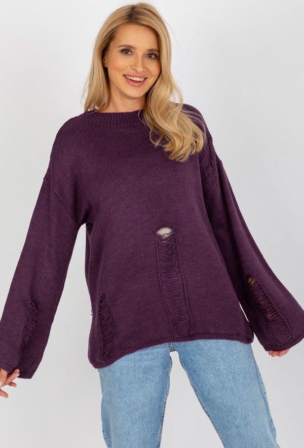 Fioletowy sweter Badu w stylu casual