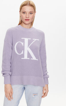 Fioletowy sweter Calvin Klein w stylu casual