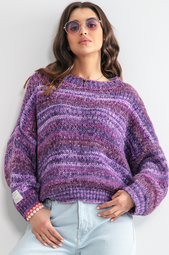 Fioletowy sweter Fobya w stylu boho