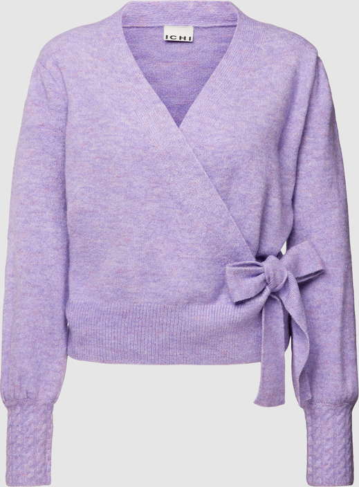 Fioletowy sweter Ichi z wełny w stylu casual