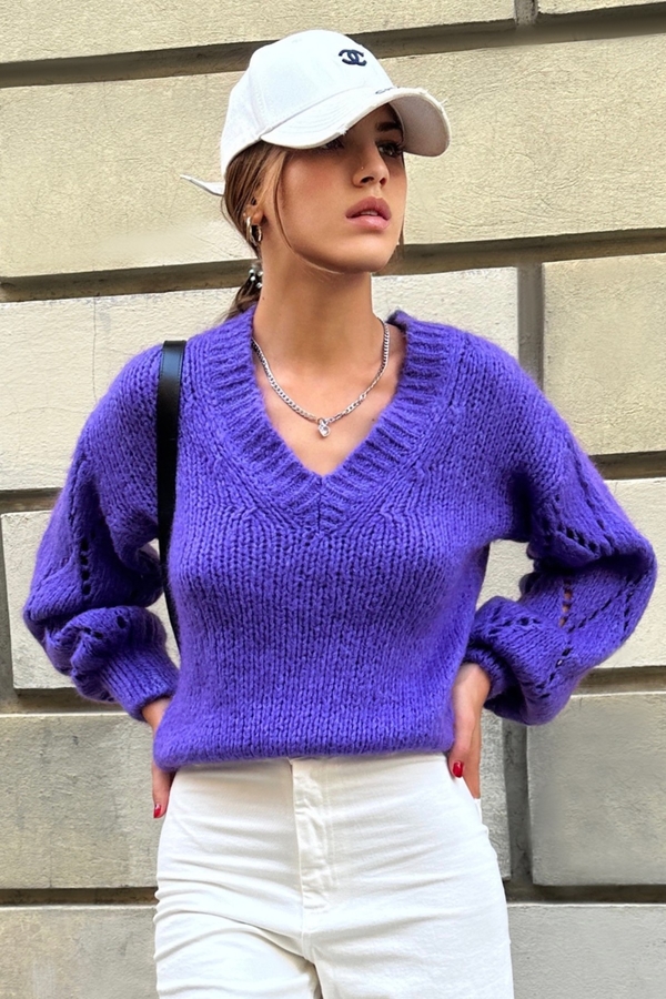 Fioletowy sweter IVET w stylu casual