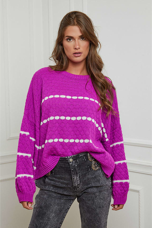 Fioletowy sweter Joséfine w stylu casual