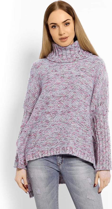 Fioletowy sweter Peekaboo w stylu casual z wełny