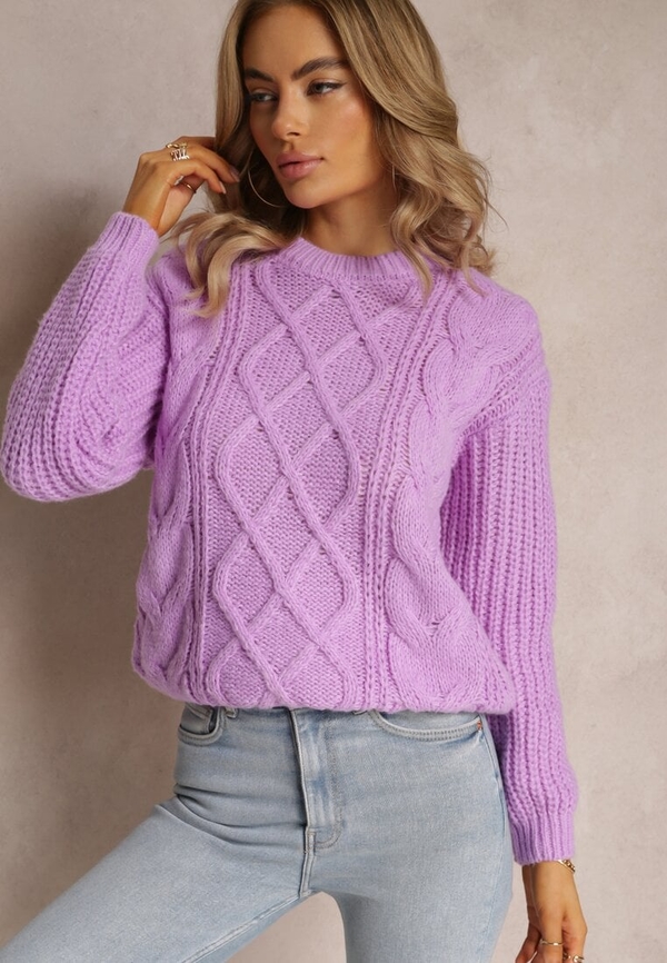 Fioletowy sweter Renee w stylu casual