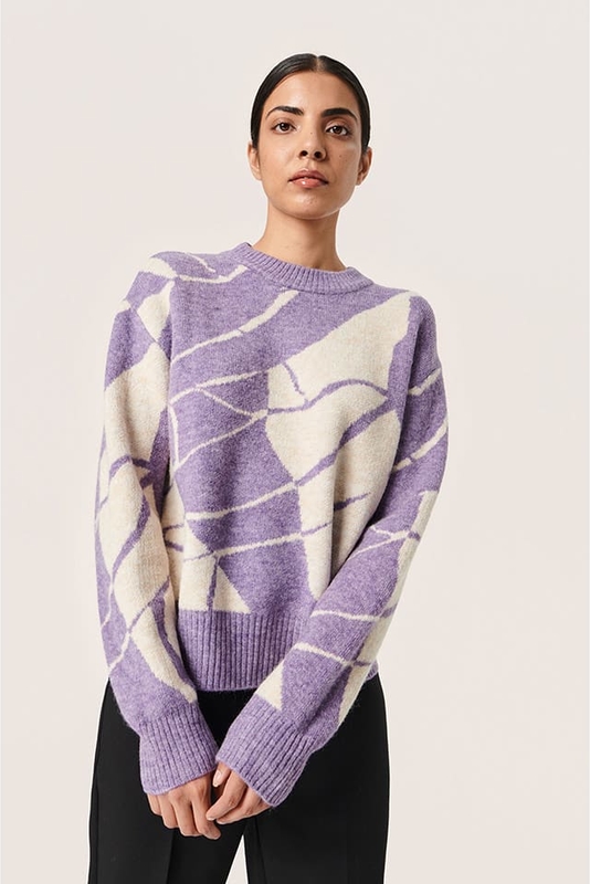 Fioletowy sweter Soaked in Luxury w stylu casual z wełny