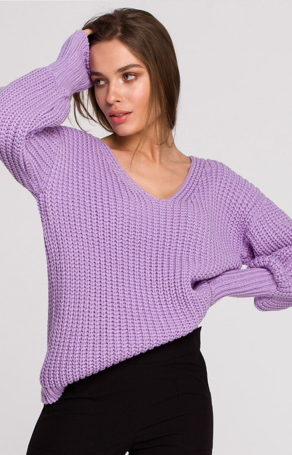 Fioletowy sweter Style w stylu casual