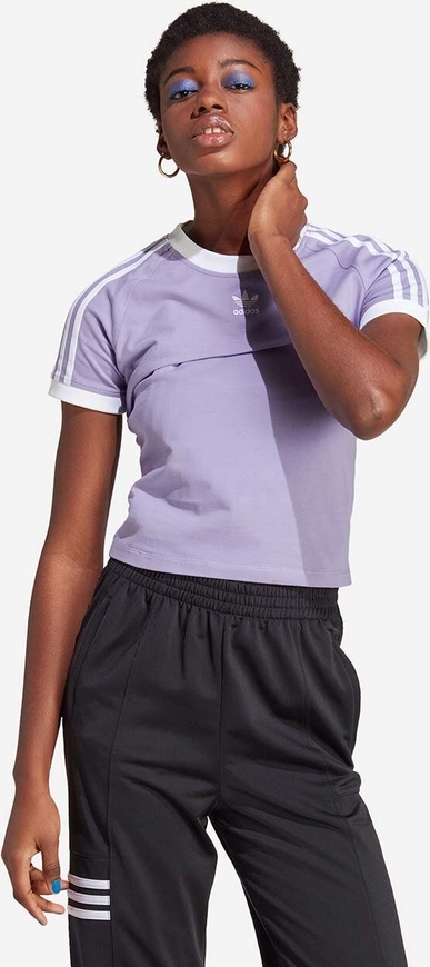 Fioletowy t-shirt Adidas Originals z bawełny