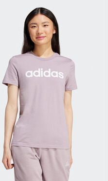 Fioletowy t-shirt Adidas z krótkim rękawem w sportowym stylu