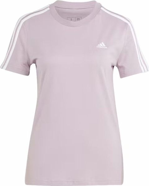 Fioletowy t-shirt Adidas z krótkim rękawem w sportowym stylu z okrągłym dekoltem