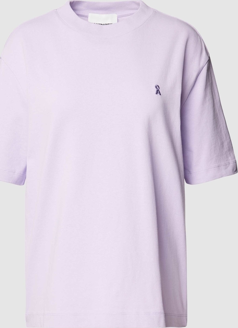 Fioletowy t-shirt ARMEDANGELS w stylu casual z okrągłym dekoltem z bawełny