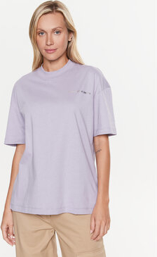 Fioletowy t-shirt Calvin Klein z krótkim rękawem w stylu casual