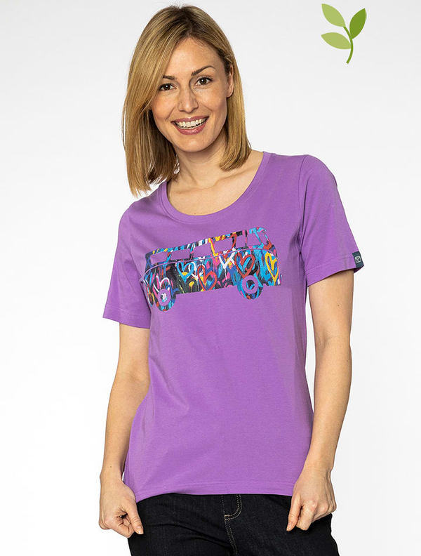 Fioletowy t-shirt Elkline w młodzieżowym stylu