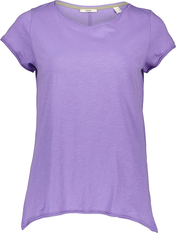Fioletowy t-shirt Esprit w stylu casual z bawełny z okrągłym dekoltem