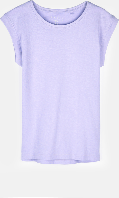 Fioletowy t-shirt Gate z krótkim rękawem z bawełny z okrągłym dekoltem