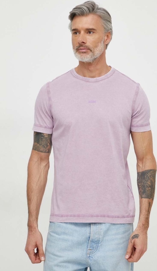 Fioletowy t-shirt Hugo Boss w stylu casual