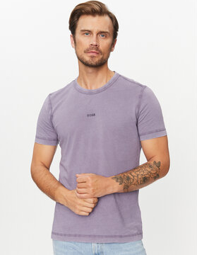 Fioletowy t-shirt Hugo Boss z krótkim rękawem w stylu casual