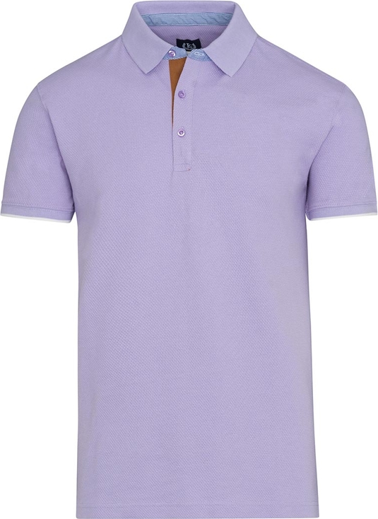 Fioletowy t-shirt Lavard w stylu casual z bawełny z krótkim rękawem