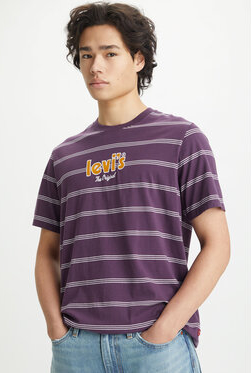 Fioletowy t-shirt Levis w młodzieżowym stylu