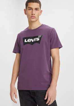 Fioletowy t-shirt Levis z krótkim rękawem w młodzieżowym stylu