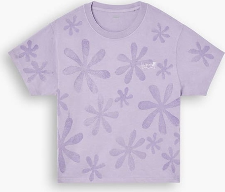 Fioletowy t-shirt Levis z okrągłym dekoltem w młodzieżowym stylu