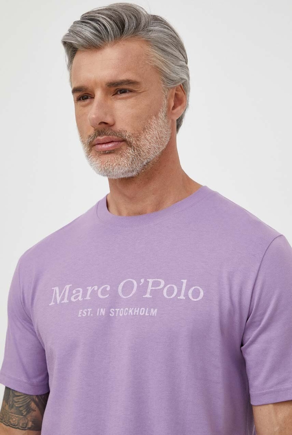 Fioletowy t-shirt Marc O'Polo z bawełny w młodzieżowym stylu