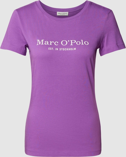 Fioletowy t-shirt Marc O'Polo z krótkim rękawem w młodzieżowym stylu