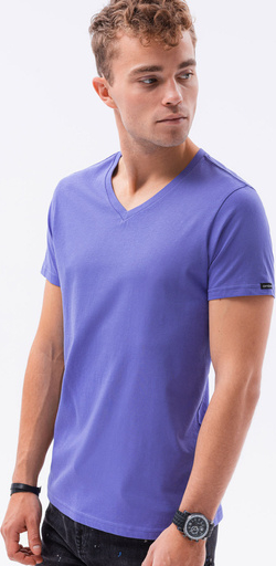 Fioletowy t-shirt Ombre z bawełny z krótkim rękawem w stylu casual