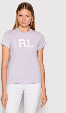 Fioletowy t-shirt POLO RALPH LAUREN w młodzieżowym stylu z krótkim rękawem