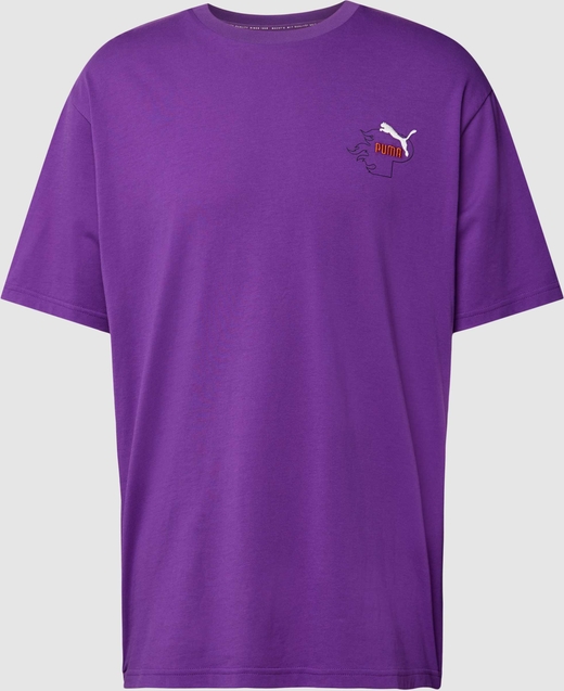 Fioletowy t-shirt Puma z krótkim rękawem w sportowym stylu