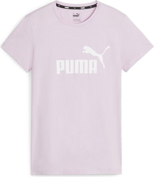 Fioletowy t-shirt Puma z okrągłym dekoltem z krótkim rękawem