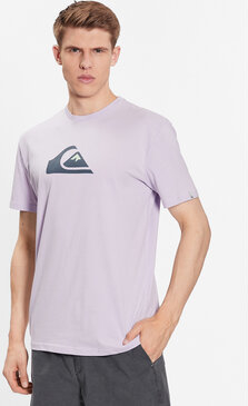 Fioletowy t-shirt Quiksilver w młodzieżowym stylu z krótkim rękawem