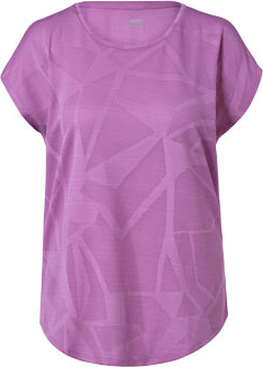 Fioletowy t-shirt Tchibo z żakardu w sportowym stylu z krótkim rękawem