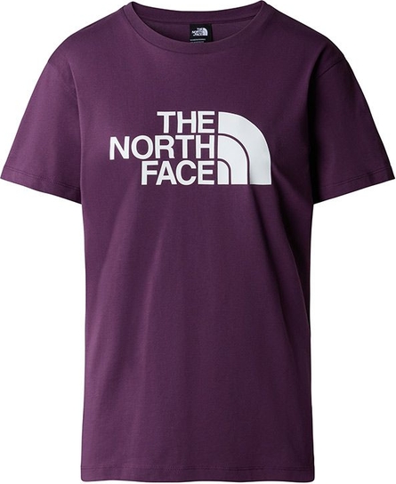Fioletowy t-shirt The North Face z okrągłym dekoltem w sportowym stylu