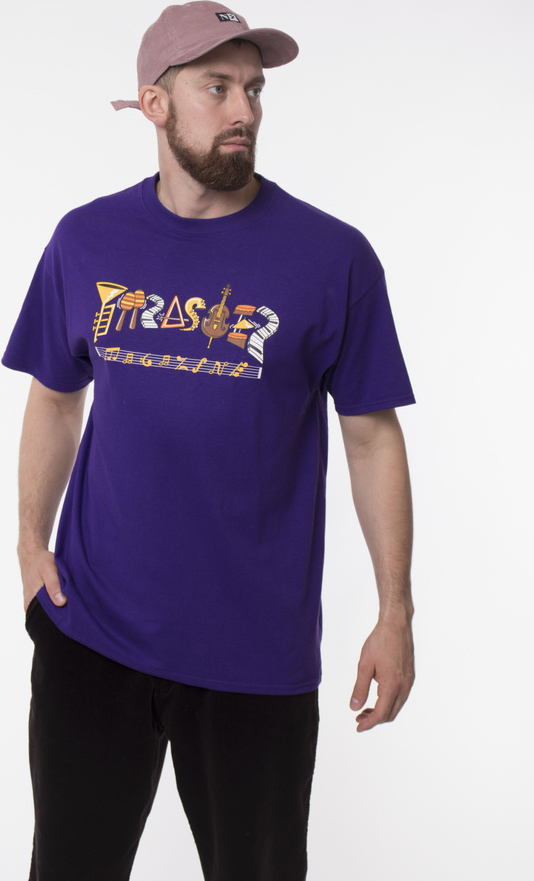 Fioletowy t-shirt Thrasher z bawełny z krótkim rękawem w sportowym stylu