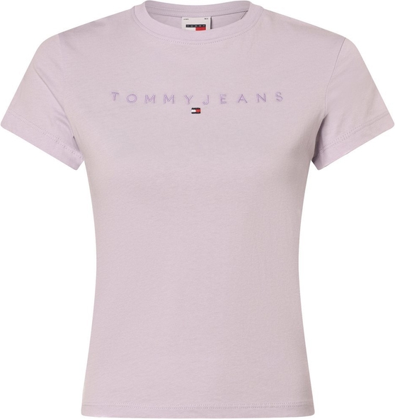Fioletowy t-shirt Tommy Jeans z bawełny w stylu casual