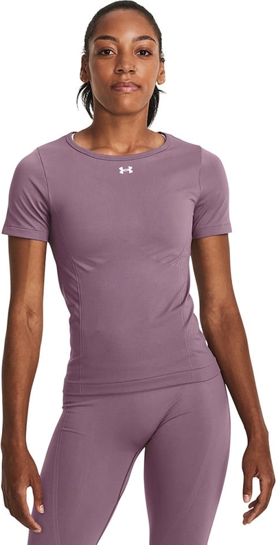 Fioletowy t-shirt Under Armour z krótkim rękawem w sportowym stylu