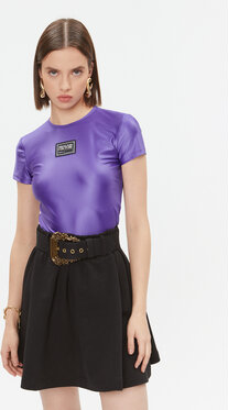 Fioletowy t-shirt Versace Jeans z krótkim rękawem