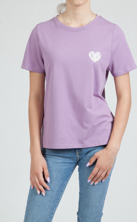 Fioletowy t-shirt Wrangler z krótkim rękawem z okrągłym dekoltem