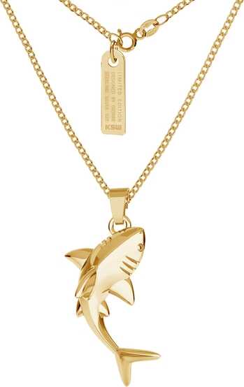 GIORRE Srebrny naszyjnik rekin, łańcuszek pancerka, srebro 925 : Długość (cm) - 60, Srebro - kolor pokrycia - Pokrycie żółtym 18K złotem